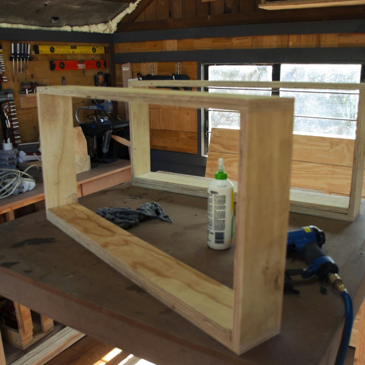Detail of oak shelving edge
